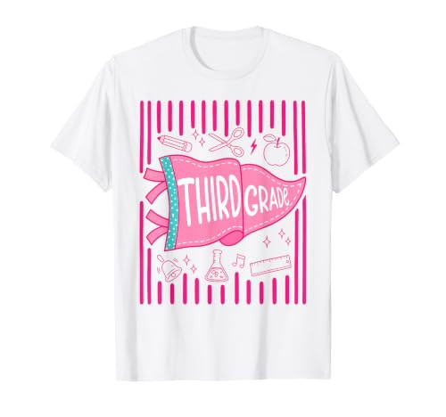 Pennants Striped 3rd Grade Girls Back to School Third Grade T-Shirt | Amazon (US)