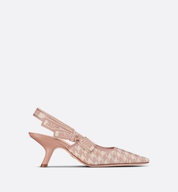 J'Adior Slingback Pump Rose Des Vents Cotton Embroidery with Micro Houndstooth Motif | DIOR | Dior Beauty (US)