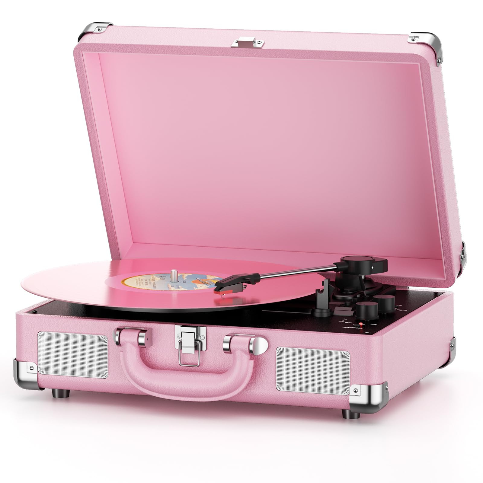Vinyl Record Player 3-Speed Bluetooth Suitcase Portable Belt-Driven Record Player with Built-in S... | Amazon (US)