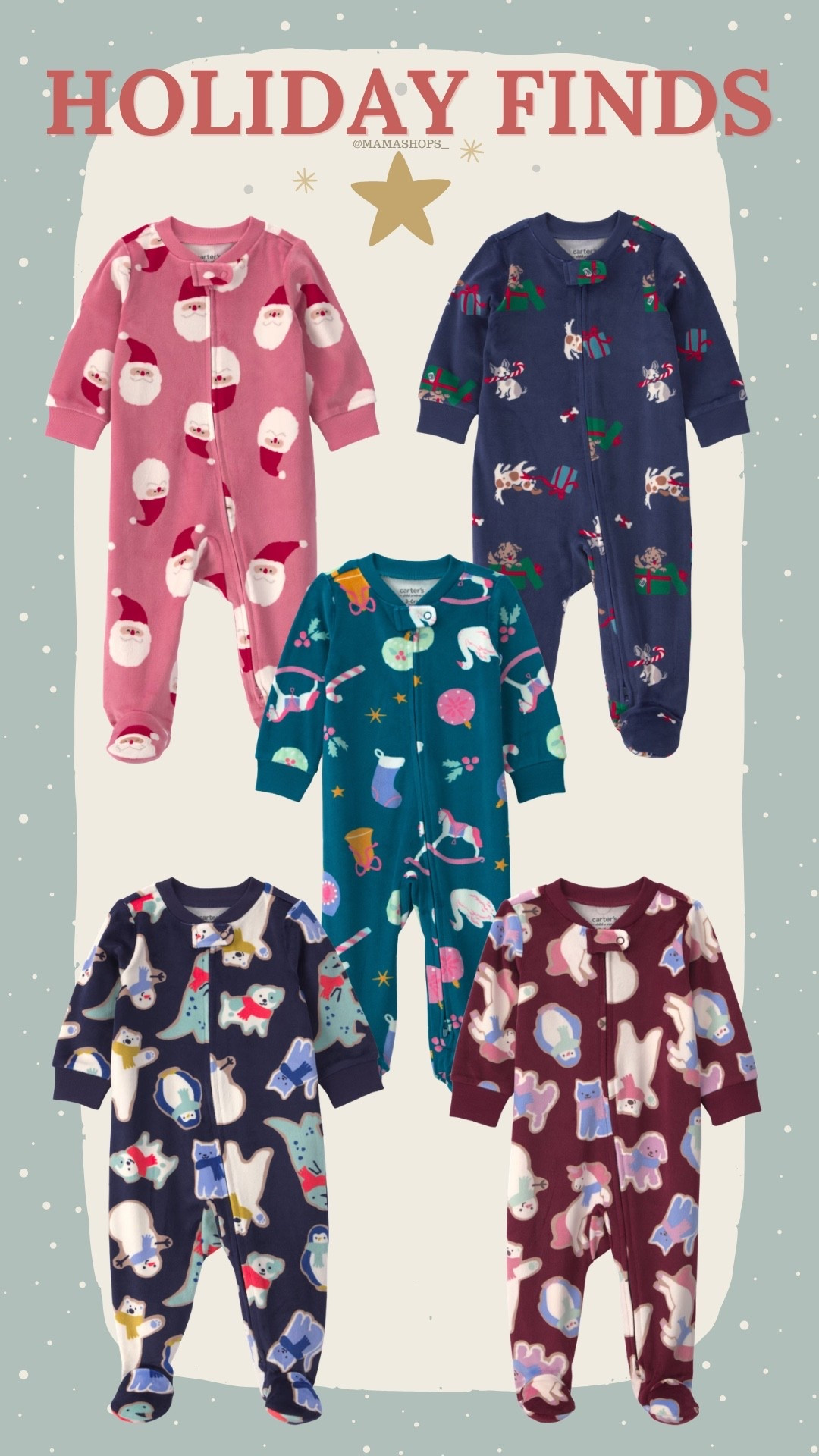 Carter’s Child of Mine Holiday themed baby sleepers for your little ones!👶🏻🎄

Find them @Walmart, links will be added here✨❄️