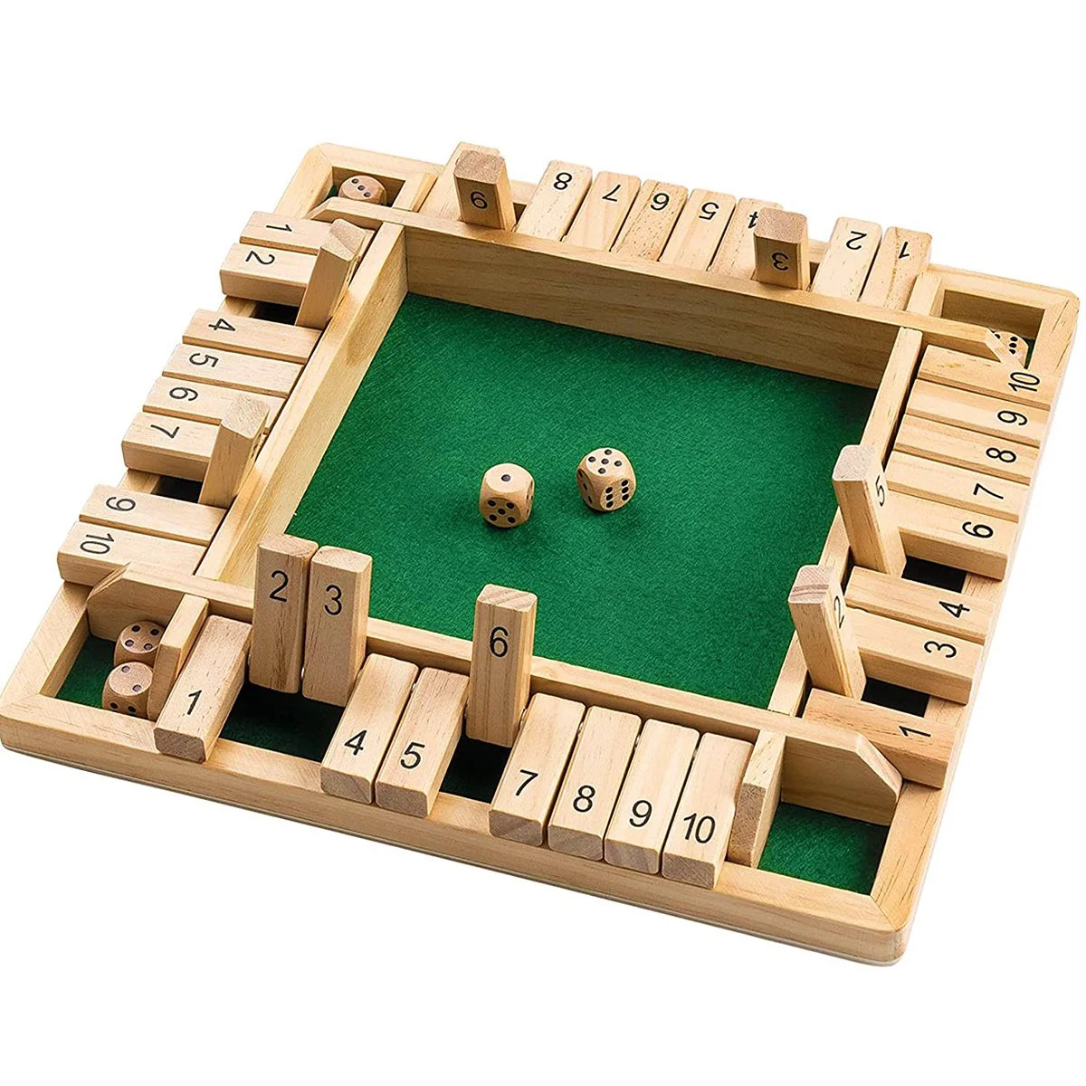 1-4 Players Shut The Box Dice Game,10 Numbers Traditional Wooden Pub Bar Board Family Game Dice f... | Walmart (US)