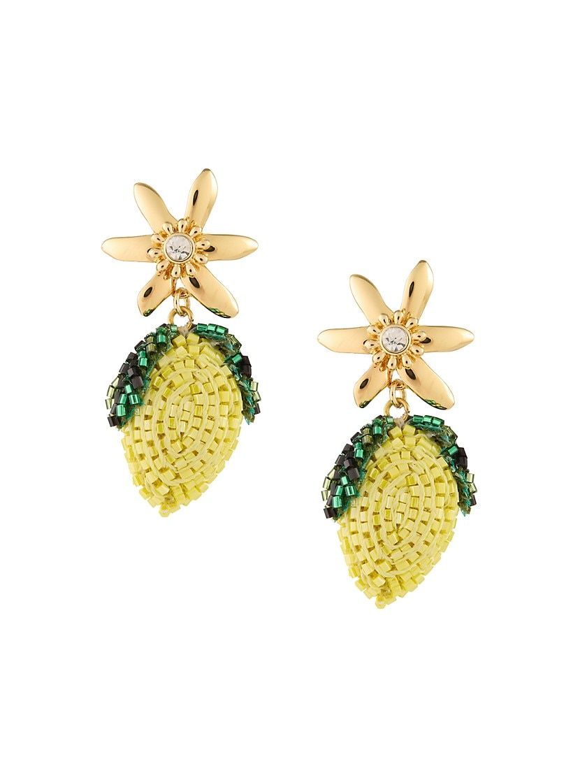 Positano Lemon 14K Gold-Plate, Cubic Zirconia & Glass Bead Drop Earrings | Saks Fifth Avenue