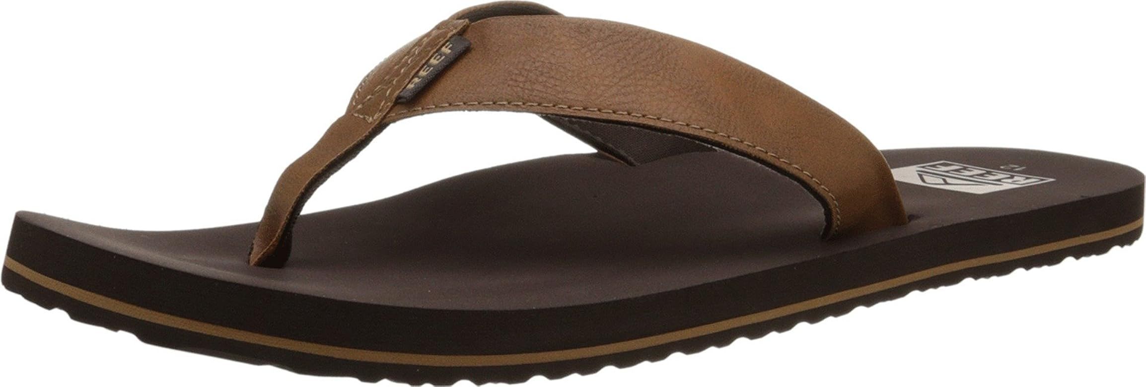 Reef Men's Sandal Twinpin | Comfortable Men's Flip Flop With Vegan Leather Upper, Brown, 11 | Amazon (US)