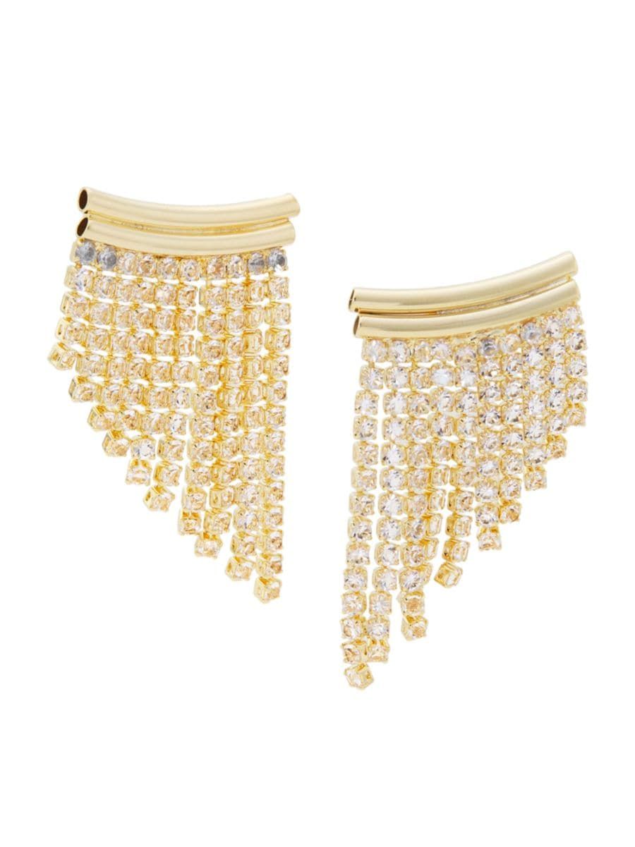 Jordan Road Jewelry Gatsby 18K-Gold-Plated &amp; Cubic Zirconia Fringe Earrings | Saks Fifth Avenue