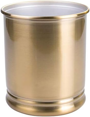 mDesign Decorative Metal Round Small Trash Can Wastebasket, Garbage Container Bin - for Bathrooms, P | Amazon (US)