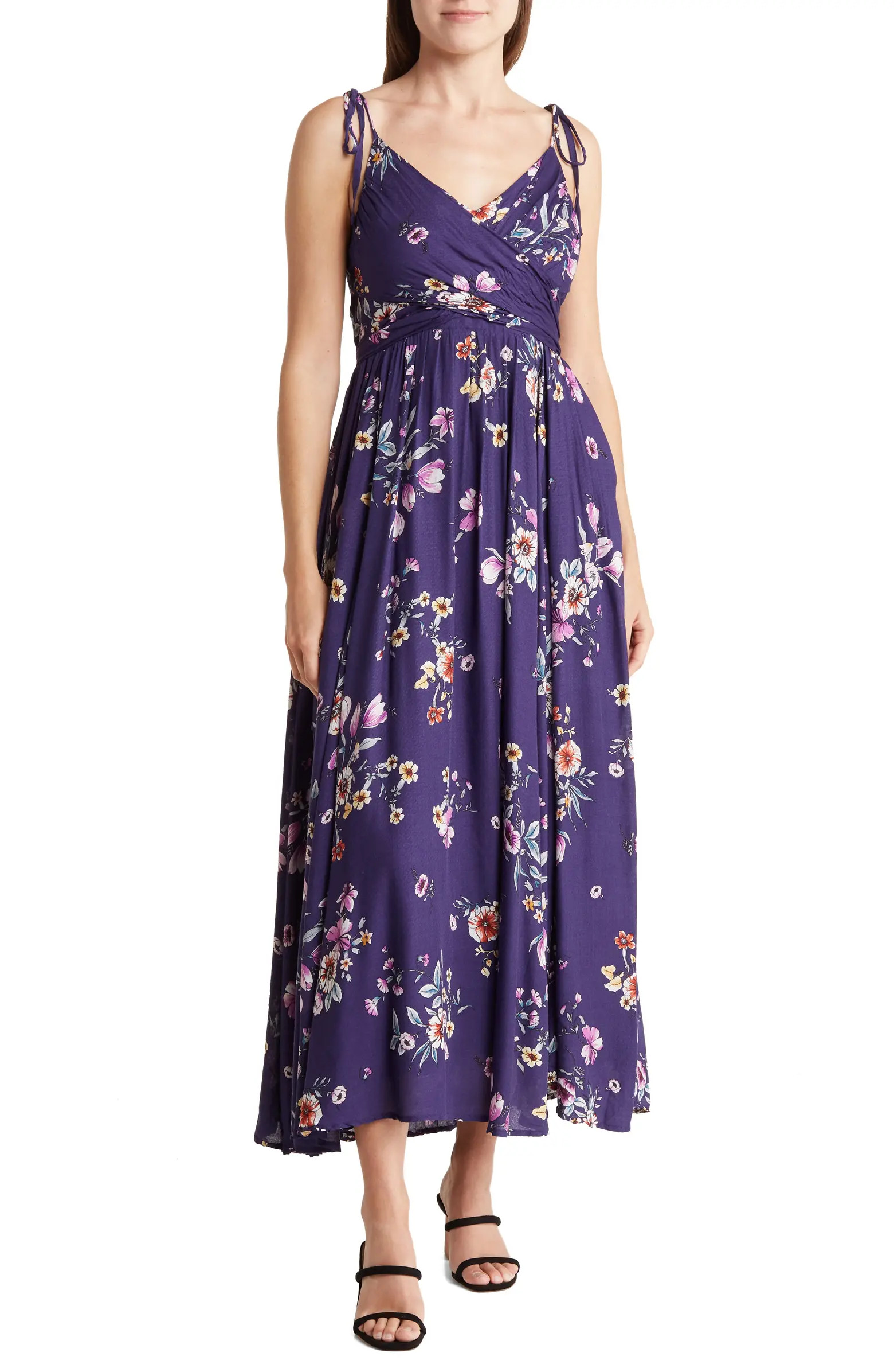 Meadow Flowers Tie Front Midi Dress | Nordstrom Rack