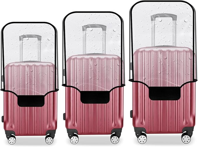 3 Pieces Luggage Covers TSA Approved Thicken Clear PVC Suitcase Sleeve Protectors Fit 20 24 28 Wh... | Amazon (US)