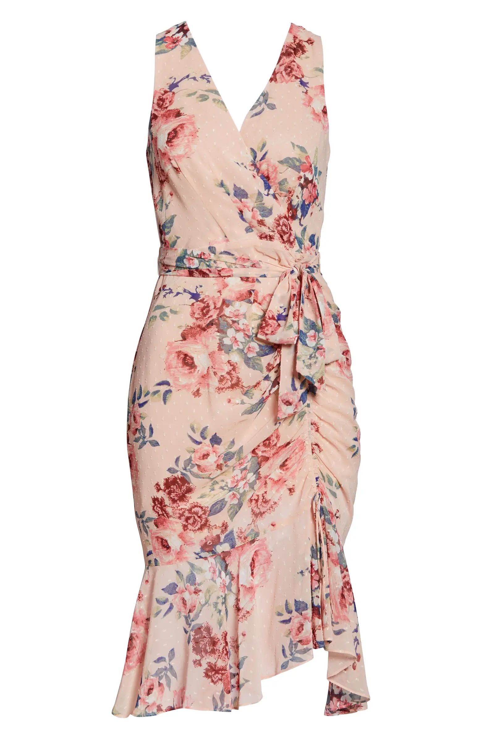 Floral Ruched Chiffon Faux Wrap Dress | Nordstrom