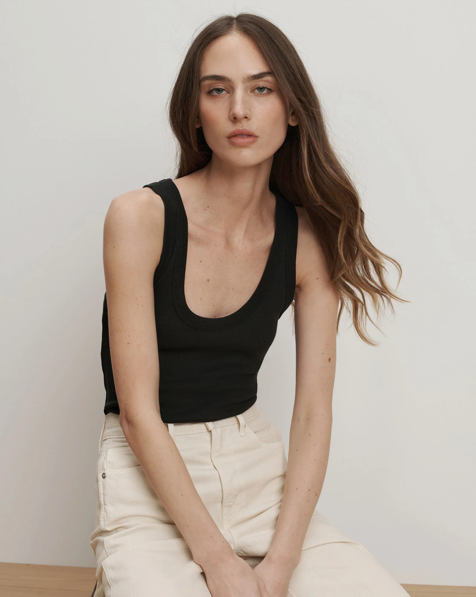 Birke Scoopneck Tank Top in Black | Veronica Beard | Veronica Beard