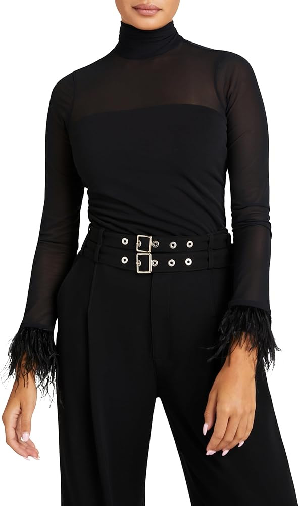 Cinq à Sept Women's Feather Trim Shantel Top | Amazon (US)