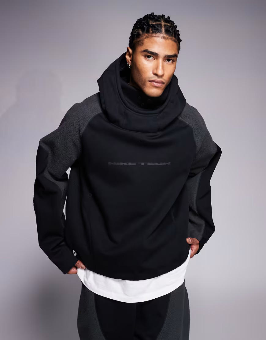 Nike Tech Boreas oversized hoodie in black and grey | ASOS (Global)
