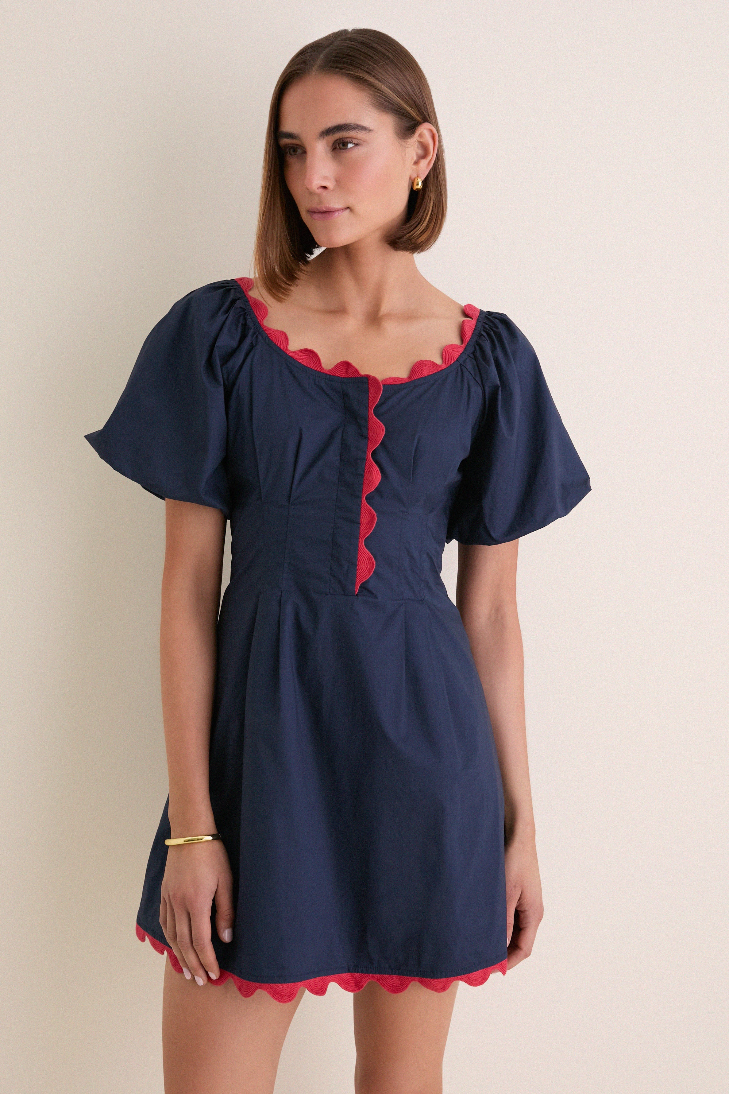 Navy and Red Ric Rac Daley Mini Dress | Tuckernuck (US)