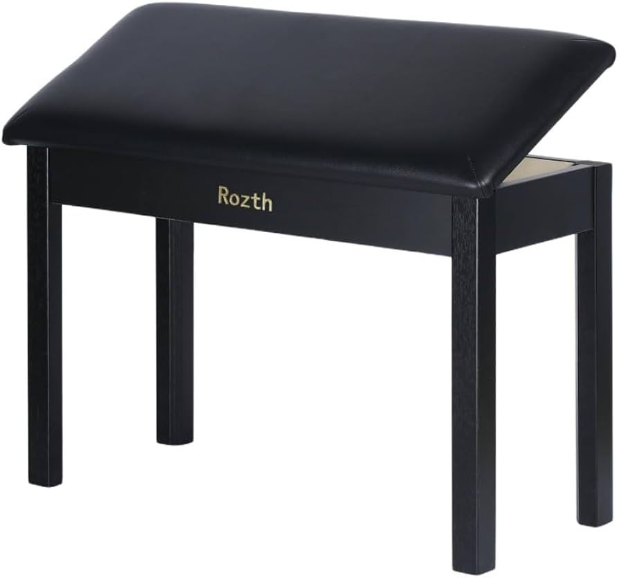 Solid Wood Duet Piano Bench with Storage, Piano Stool with Padded Cushion, Keyboard Bench with Bo... | Amazon (US)