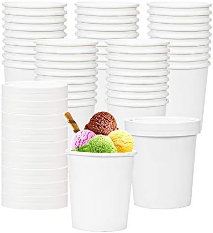 Hedume 60 Pack Paper Ice Cream Cups with 60 Pack Lids, 16 OZ Frozen Dessert Containers with Lids,... | Amazon (US)