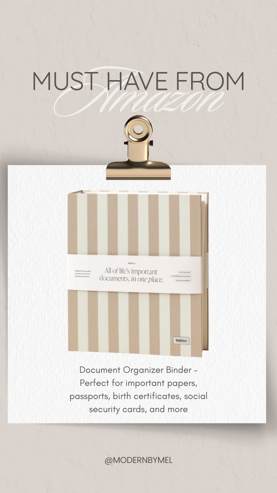 A must have organizational item! Document Organizer Binder - perfect for important papers, passports, birth certificates, social security cards, and more. A beautiful way to keep documents organized and would look great in a home office space. 

#LTKmomlife #LTKHome