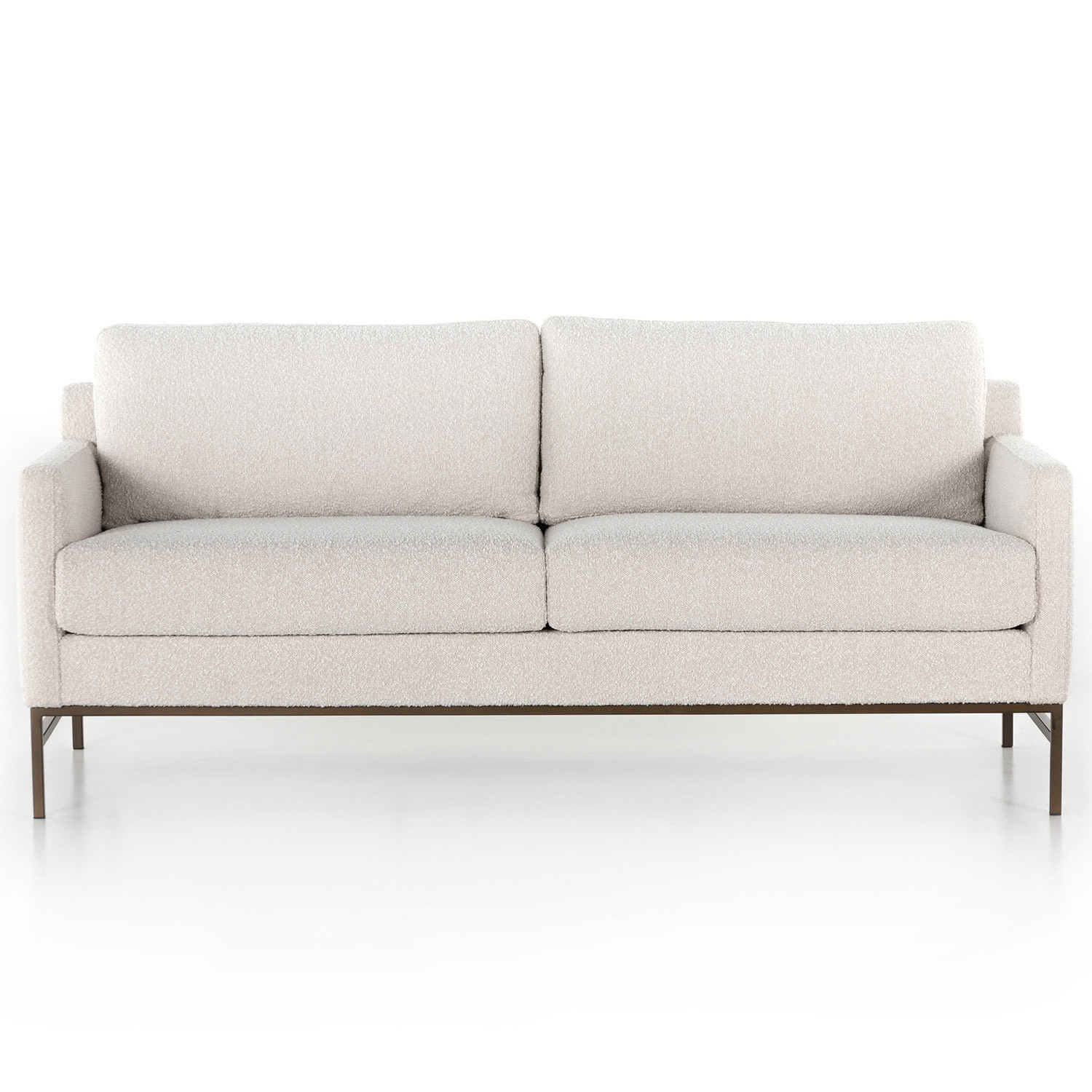 Lilian Modern Classic Cream Performance Boucle Brown Iron Sofa - 74 | Kathy Kuo Home