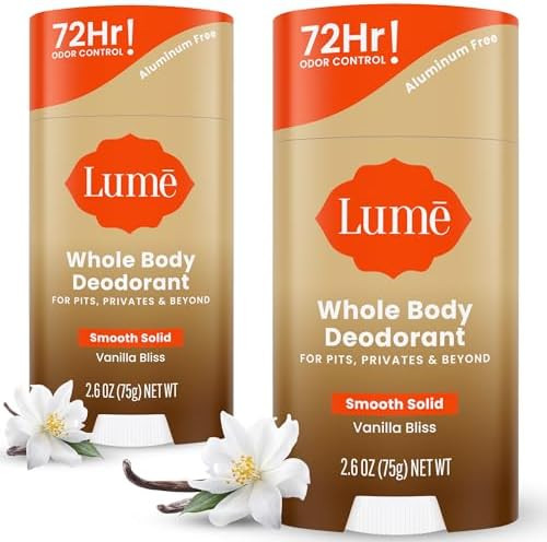 Lume Whole Body Deodorant - Solid Stick - 2.6 oz, 2 pk (Vanilla Bliss) | 72 Hour Odor Control Alu... | Amazon (US)