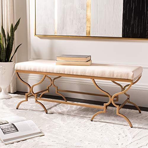 Safavieh Home Juliet 46-inch Glam Beige and Gold Rectangular Bench | Amazon (US)
