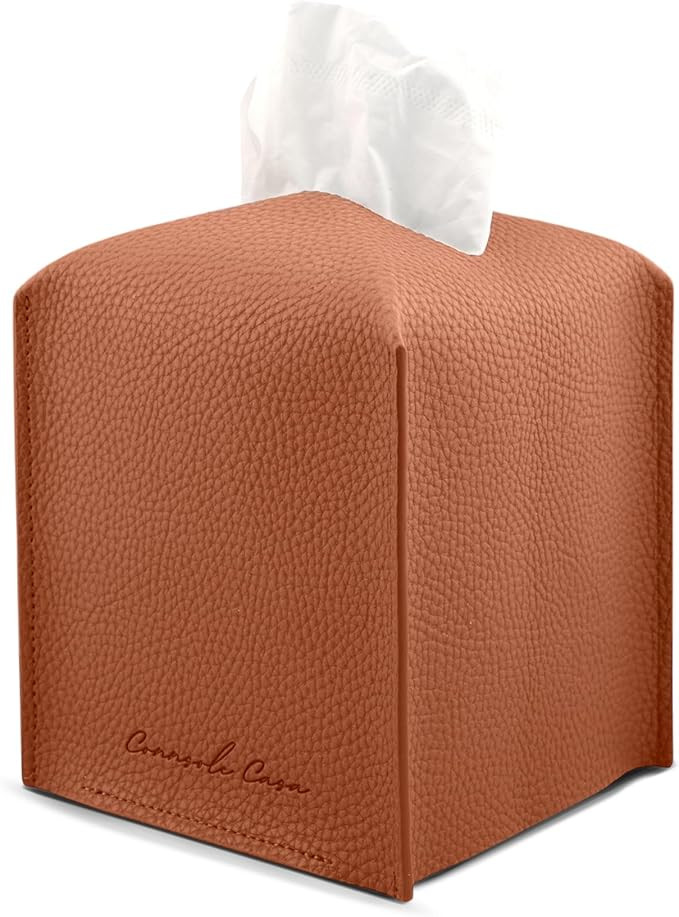 Premium PU Leather Tissue Box Holder - Elegant Hotel-Style Tissue Box Cover for Home, Office & Ca... | Amazon (US)