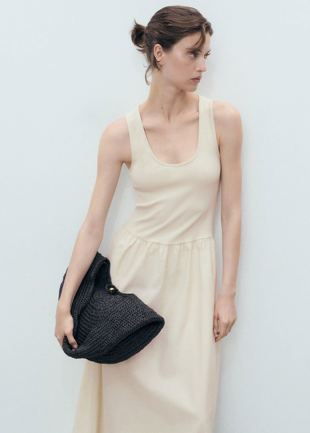 Flared dress in combined fabric - Women | MANGO United Kingdom | MANGO (UK)