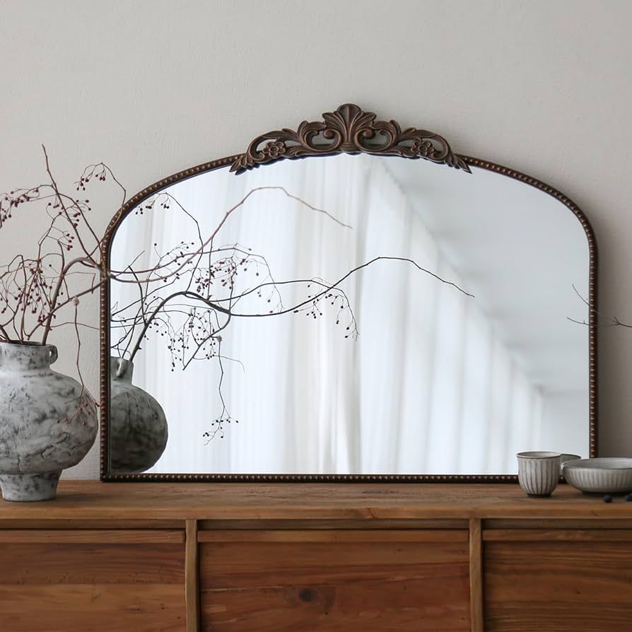 Micasso Vintage Mirror, 29"x 36" French Baroque Antique Arched Wall Mounted Mirror, Decorative Br... | Amazon (US)
