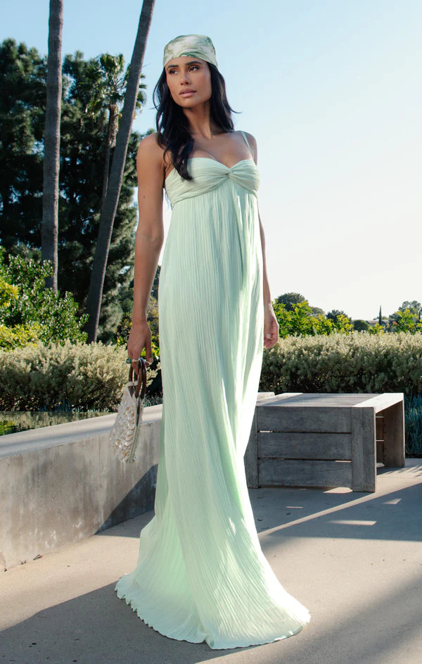 Libby Maxi Dress ~ Pistachio Pleated Chiffon | Show Me Your Mumu