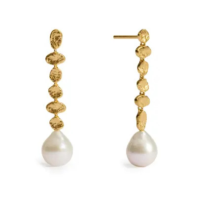 Monica Vinader Capri Freshwater Pearl Drop Earrings in 18K Gold Vermeil/pearl at Nordstrom | Nordstrom