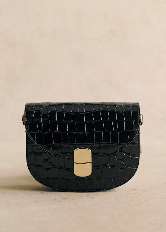 Claude Bag - Black Crocodile Print - Bovine leather - Sézane | Sezane Paris - US