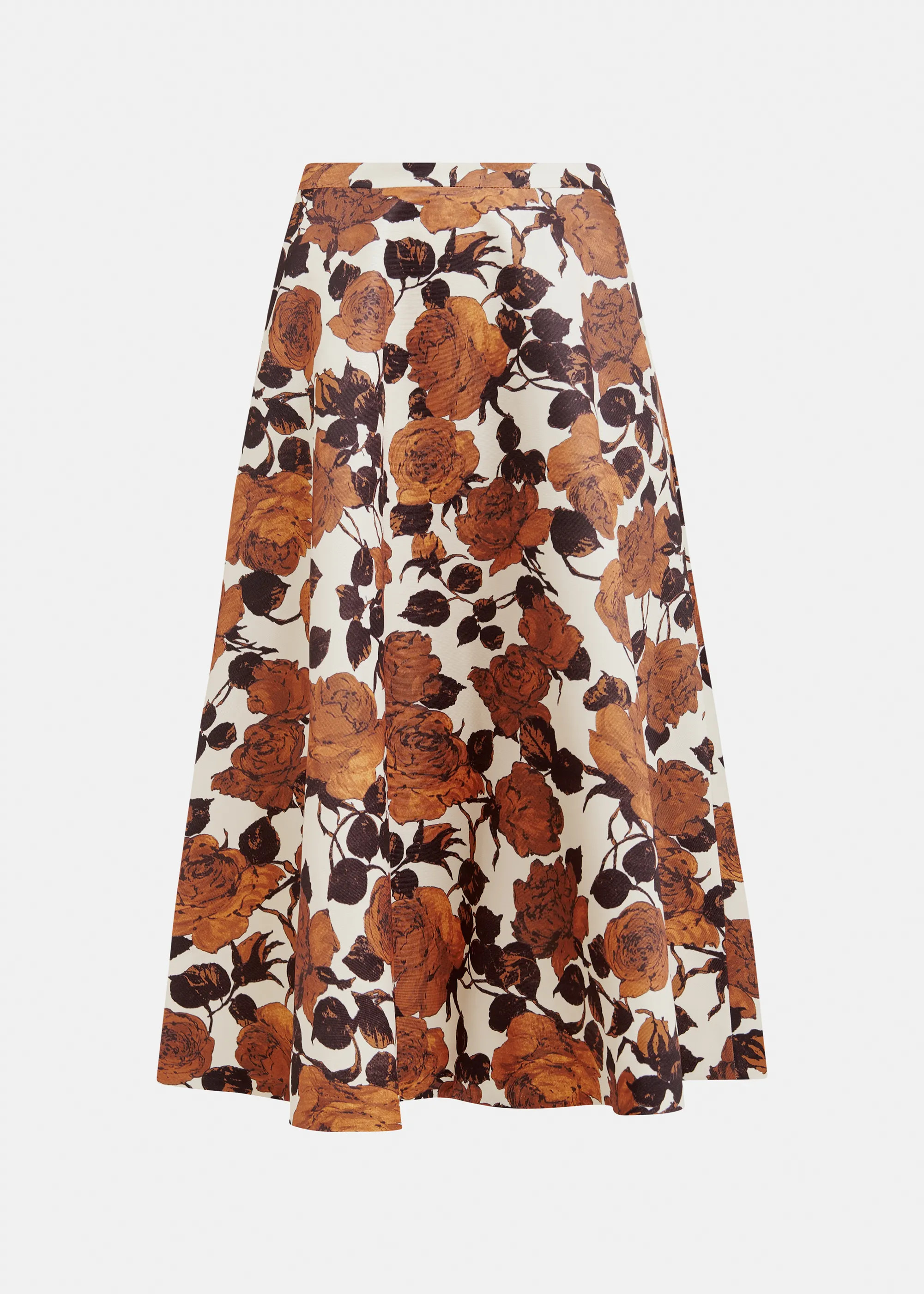 Beige and brown a-line floral skirt  | Essentiel Antwerp United States | Essentiel Antwerp