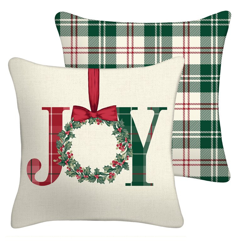 Mainstays 16" x 16" Reversible Holiday Joy Decorative Outdoor Throw Pillow, Multi - Walmart.com | Walmart (US)