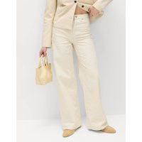 M&S Pure Cotton Textured High Waisted Wide Leg Jeans Ecru | Marks & Spencer (UK)