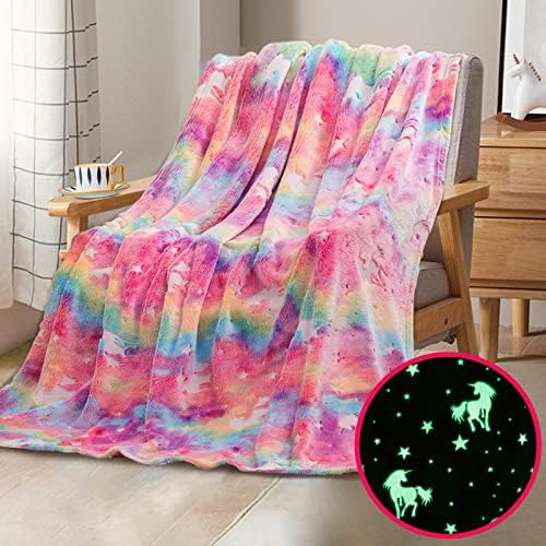 Glow in The Dark Blanket Unicorns Gifts for Girls,Christmas Girl Toys for 3 4 5 6 7 8 9Year Old G... | Amazon (US)