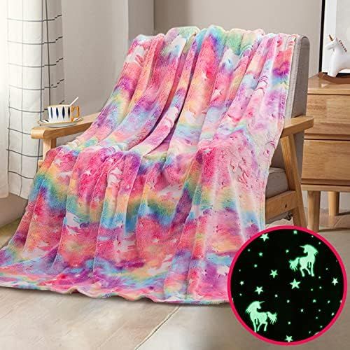 Glow in The Dark Blanket Unicorns Gifts for Girls,Christmas Girl Toys for 3 4 5 6 7 8 9Year Old G... | Amazon (US)