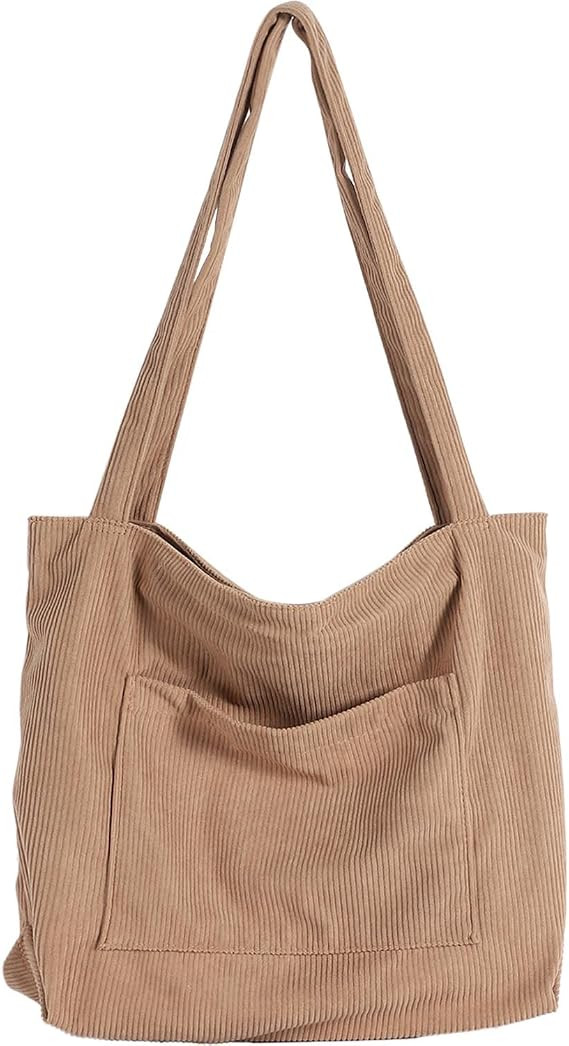 Women Corduroy Tote Bag, Large Shoulder Hobo Bags Casual Handbags Big Capacity Shopping Work Bag | Amazon (US)