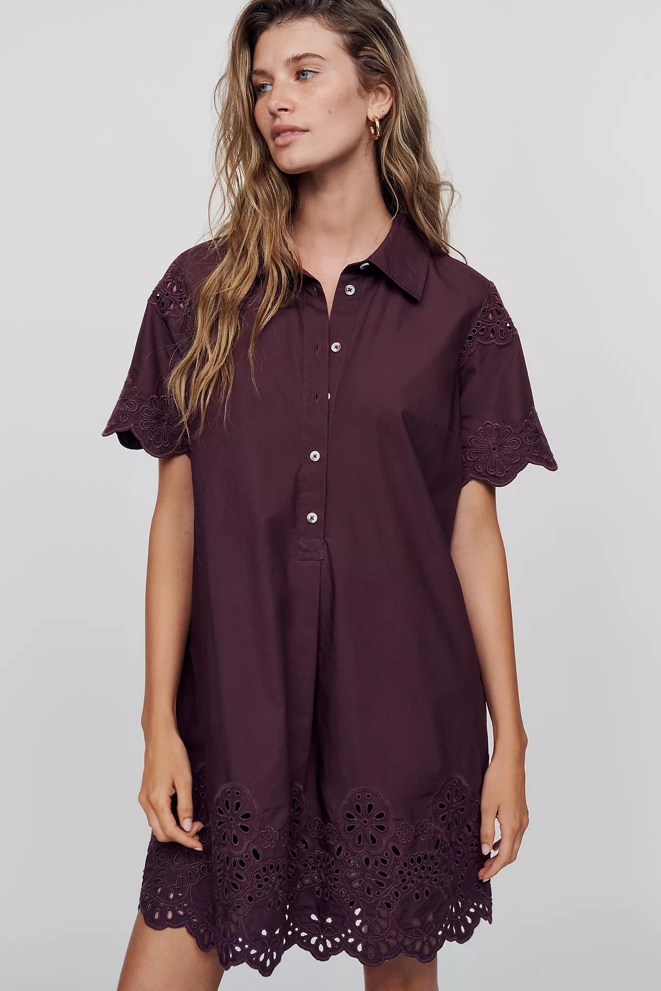 By Anthropologie Pollie 100% Cotton Swing Mini Dress | Anthropologie (US)