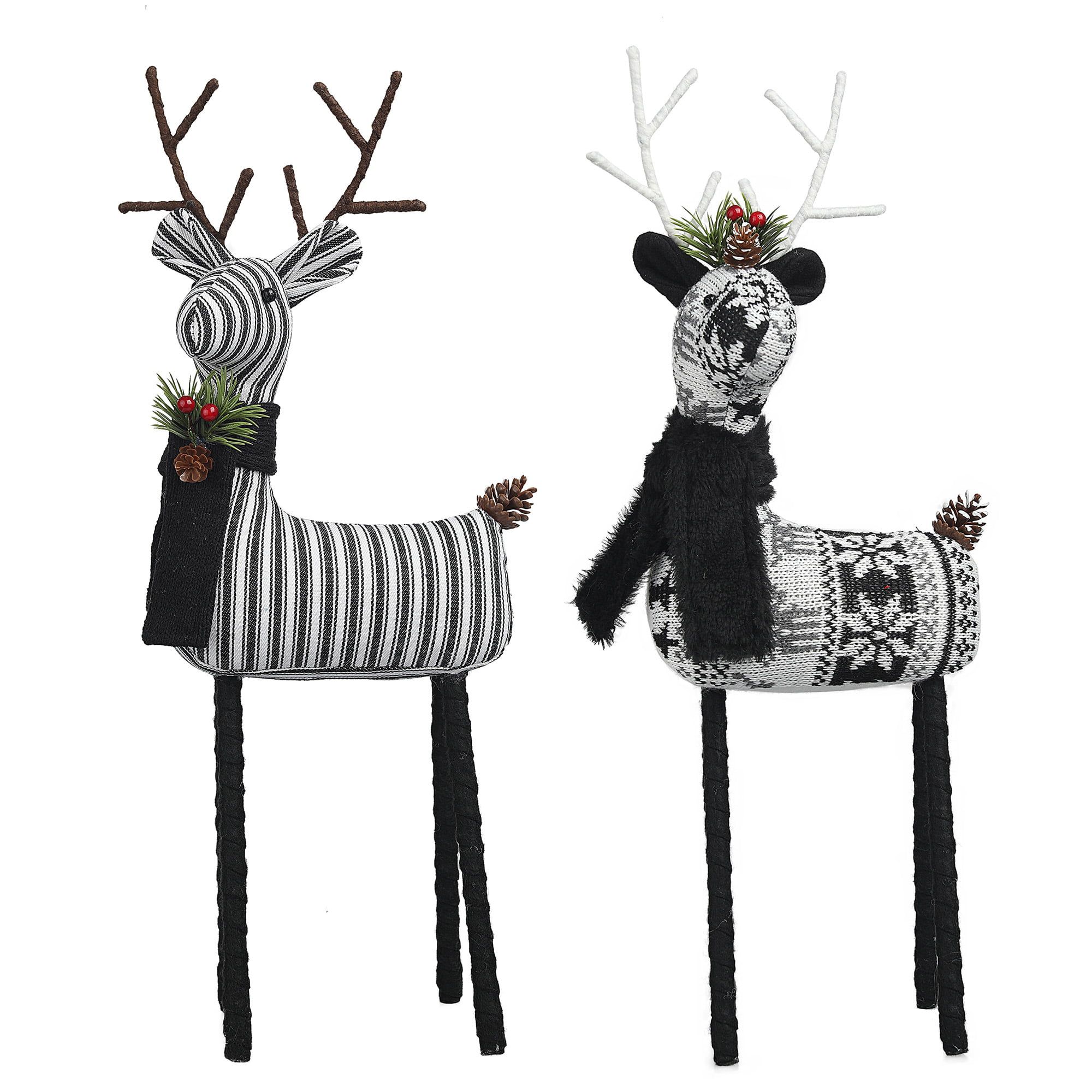 Holiday Time Large Black and White Christmas Reindeer, Set of 2, 8.5"x18" - Walmart.com | Walmart (US)