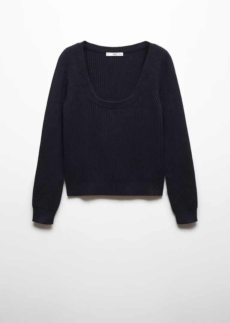 Low-cut neck sweater -  Women | Mango USA | MANGO (US)