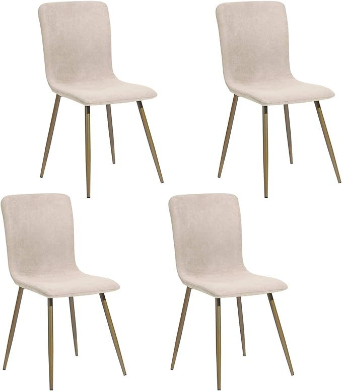 FurnitureR Modern Beige Dining Chairs Set of 4,Dining Room Chairs, Beige Fabric Upholstered Side ... | Amazon (US)