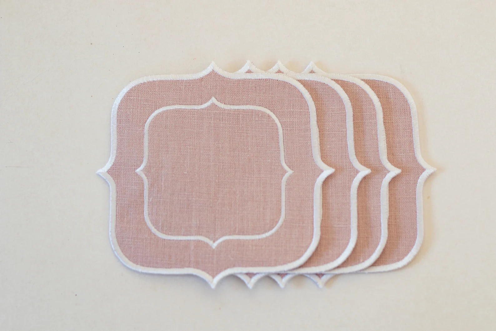 Blush Pink Linen Coasters With Double White Trim Cocktail | Etsy | Etsy (US)