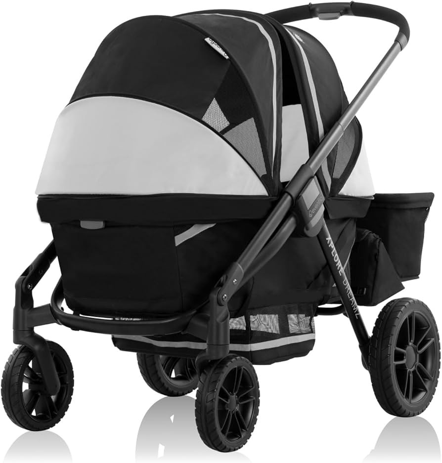 Evenflo Pivot Xplore Dreamz All-Terrain Stroller Wagon with Bassinet Insert (Jetsetter Black) | Amazon (US)