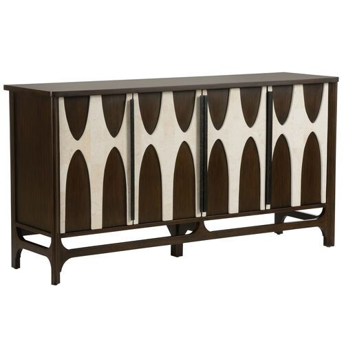 Althea Stone Inlay 4-Door Cabinet - Brown/White - Chelsea House | One Kings Lane