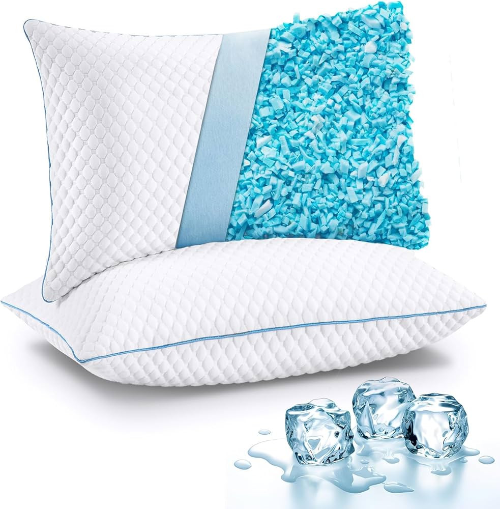 VVZ Cooling Shredded Memory Foam Pillows Queen Size 2 Pack, Adjustable Firm Bed Pillows for Side ... | Amazon (CA)