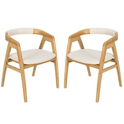 Costway Set of 2 Bamboo Accent Chairs Leisure Chairs Armchairs w/ Seat Cushion | Target