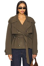 Elodie Eleanor Cropped Trench Coat in Olive from Revolve.com | Revolve Clothing (Global)