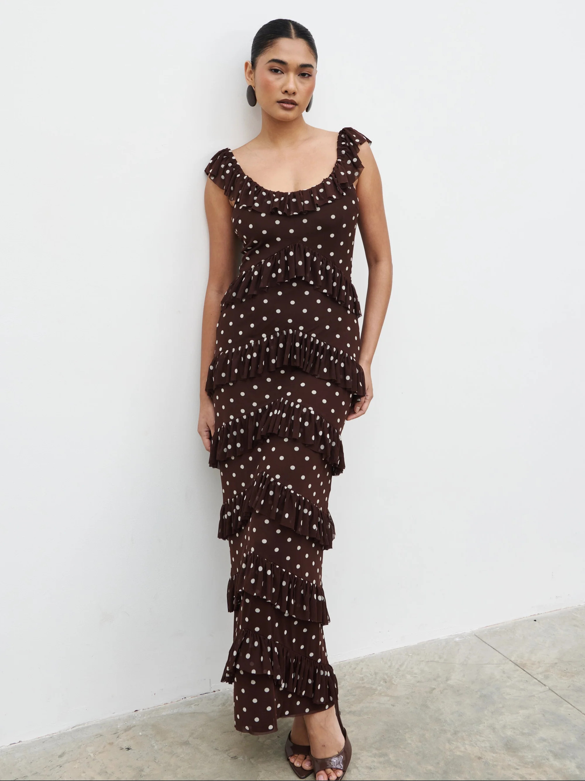 Cecile Ruffle Mesh Maxi Dress | Pretty Lavish (UK)
