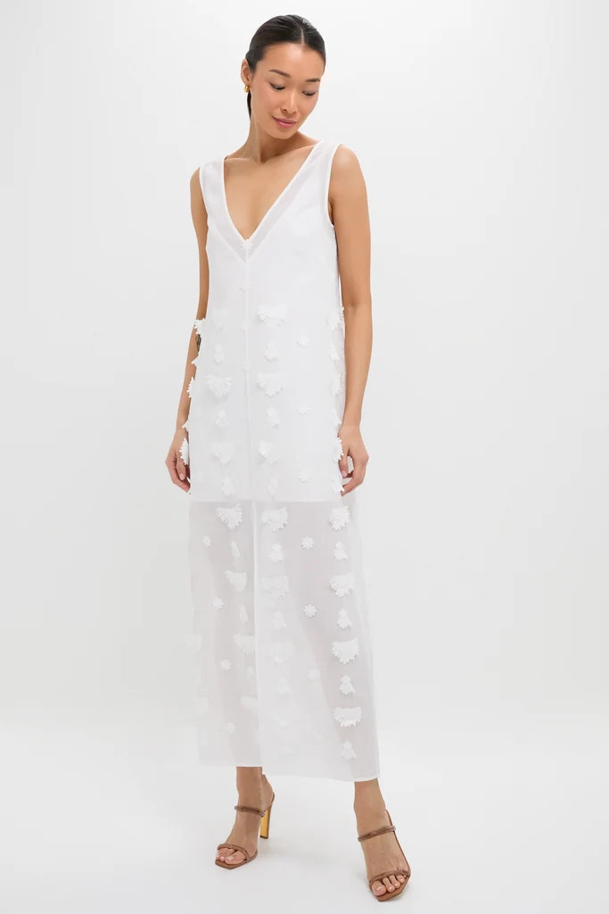 Off White Aria Embroidery Midi Dress | Tuckernuck (US)