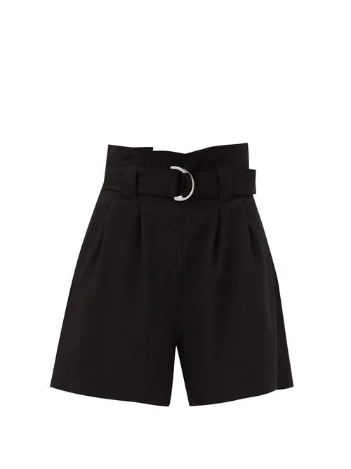 Ganni - Paperbag-waist Crepe Shorts - Womens - Black | Matches (US)