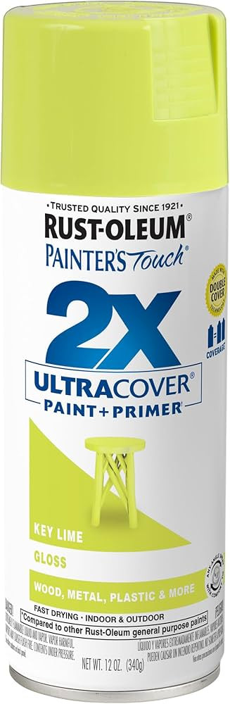 Rust-Oleum 334036 Painter's Touch 2X Ultra Cover Spray Paint, 12 oz, Gloss Key Lime | Amazon (US)