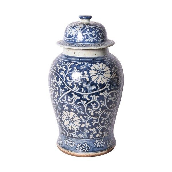 Dynasty Curly Vine & Flower Temple Decorative Jar | Bed Bath & Beyond
