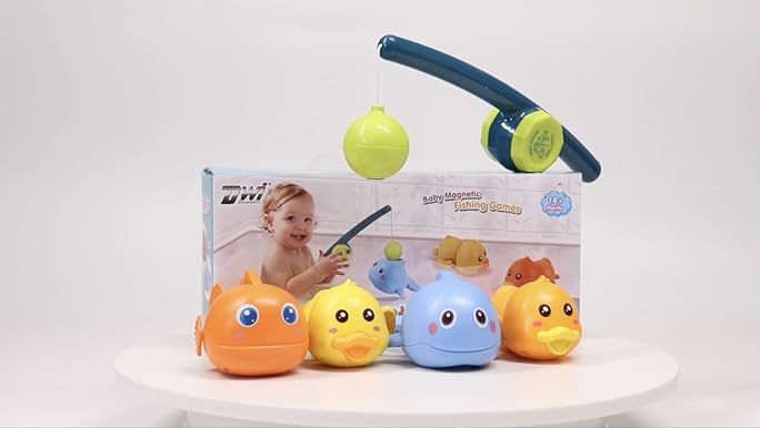CozyBomB Kids Fishing Bath Toys Game - 17Pcs Magnetic Floating Toy Magnet Pole Rod Net, Plastic F... | Amazon (US)